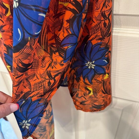 Zara Orange Floral Sheer Lined Asymmetrical Sundress Women's Size S - Picture 5 of 8